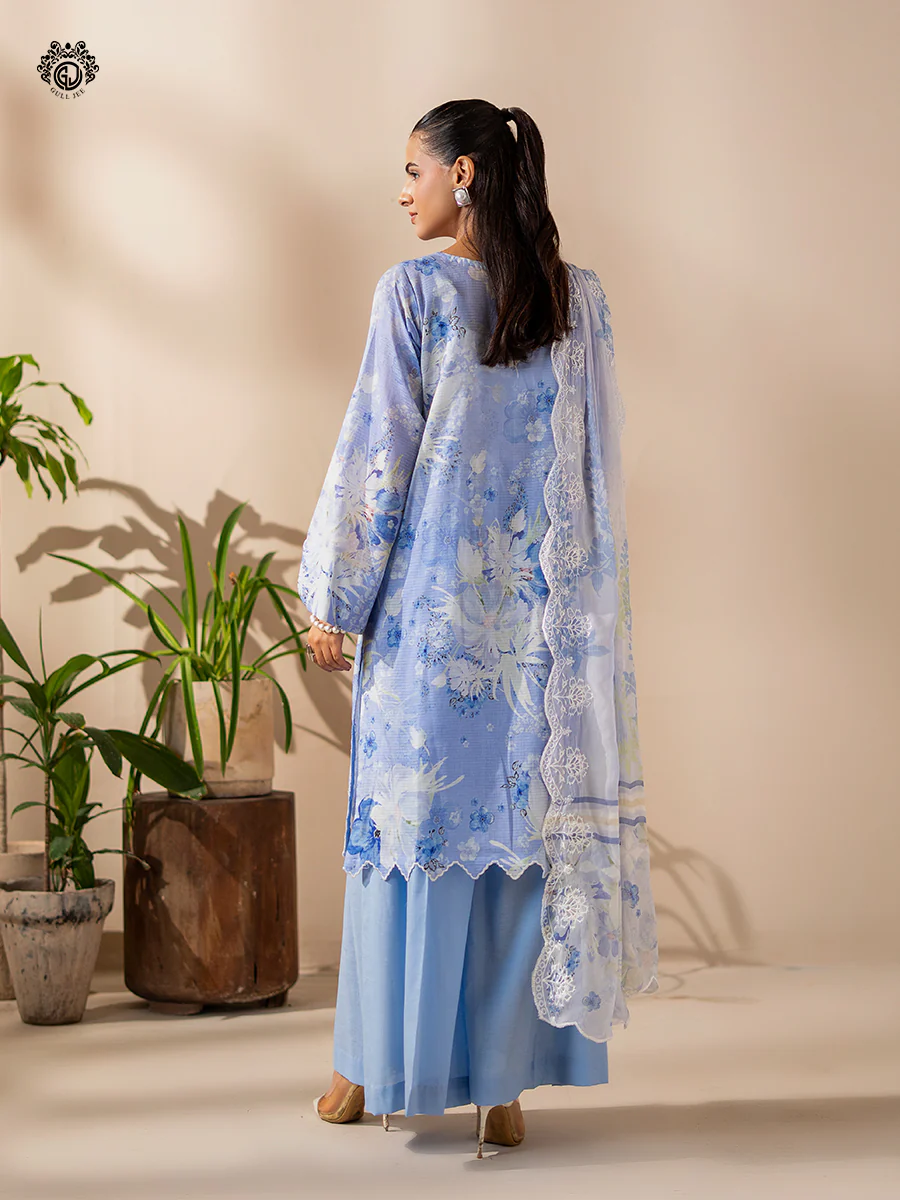 Unstitched 3Pc Printed Embroidered Lawn Rang Pasand Dress by GullJee RP156 - Image 3