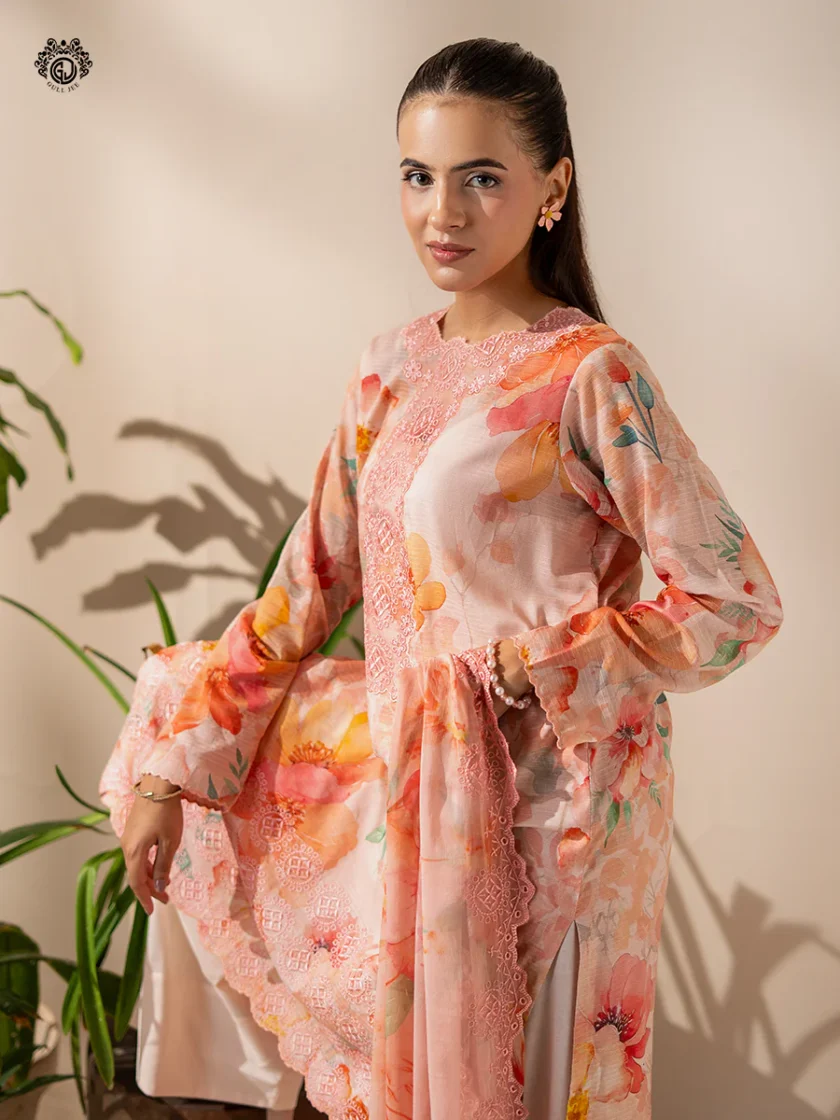 Unstitched 3Pc Printed Embroidered Lawn Dress Rang Pasand by GullJee RP157 - Image 2