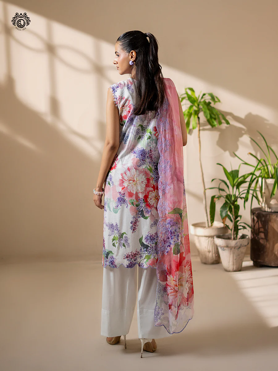 Unstitched 3Pc Printed Embroidered Lawn Dress Rang Pasand by GullJee RP158 - Image 3