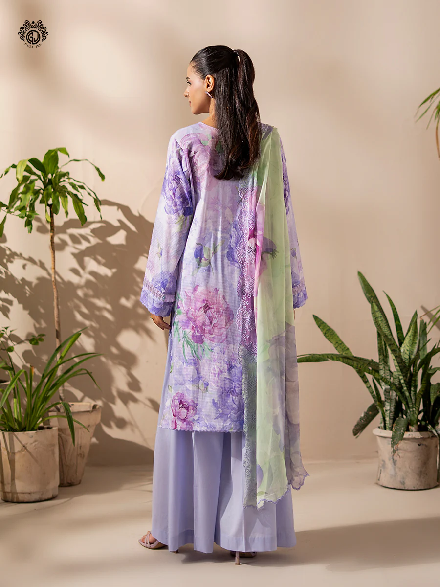 Unstitched 3Pc Printed Embroidered Lawn Dress Rang Pasand by GullJee RP1510 - Image 3