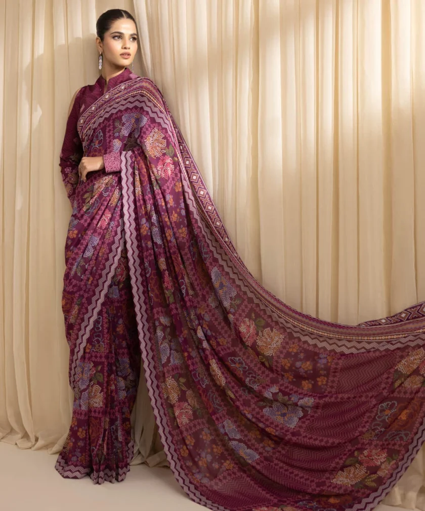 Unstitched Embroidered Chiffon Saree by Sapphire - Image 2