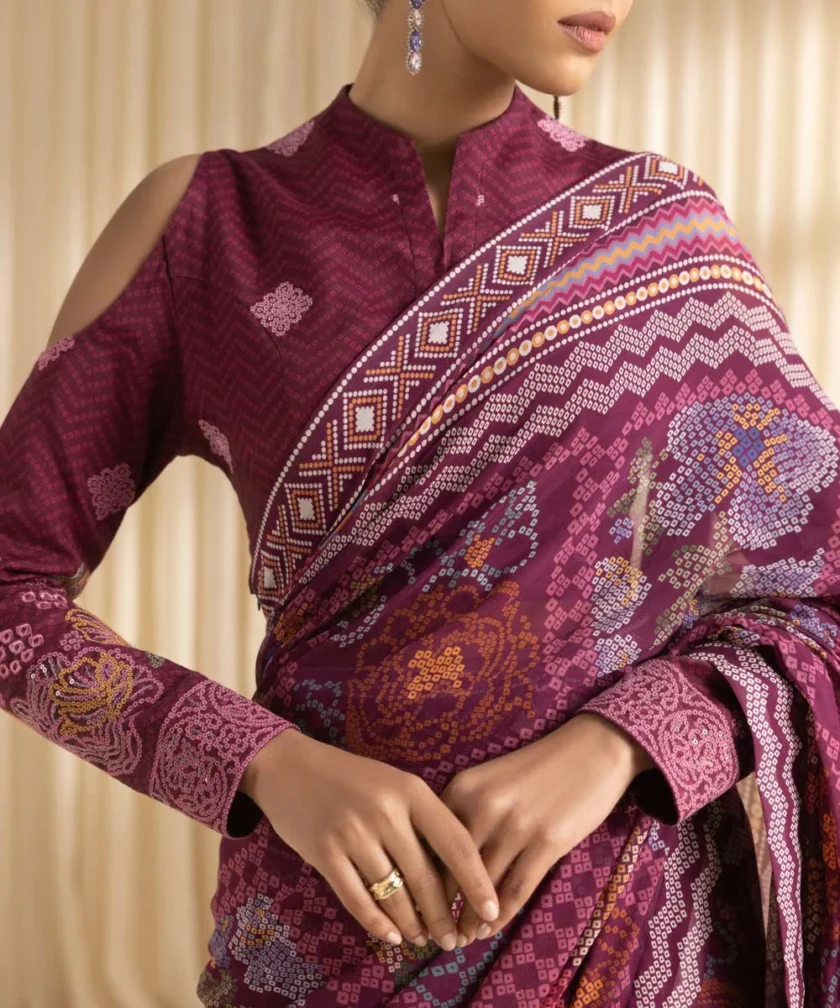 Unstitched Embroidered Chiffon Saree by Sapphire - Image 6