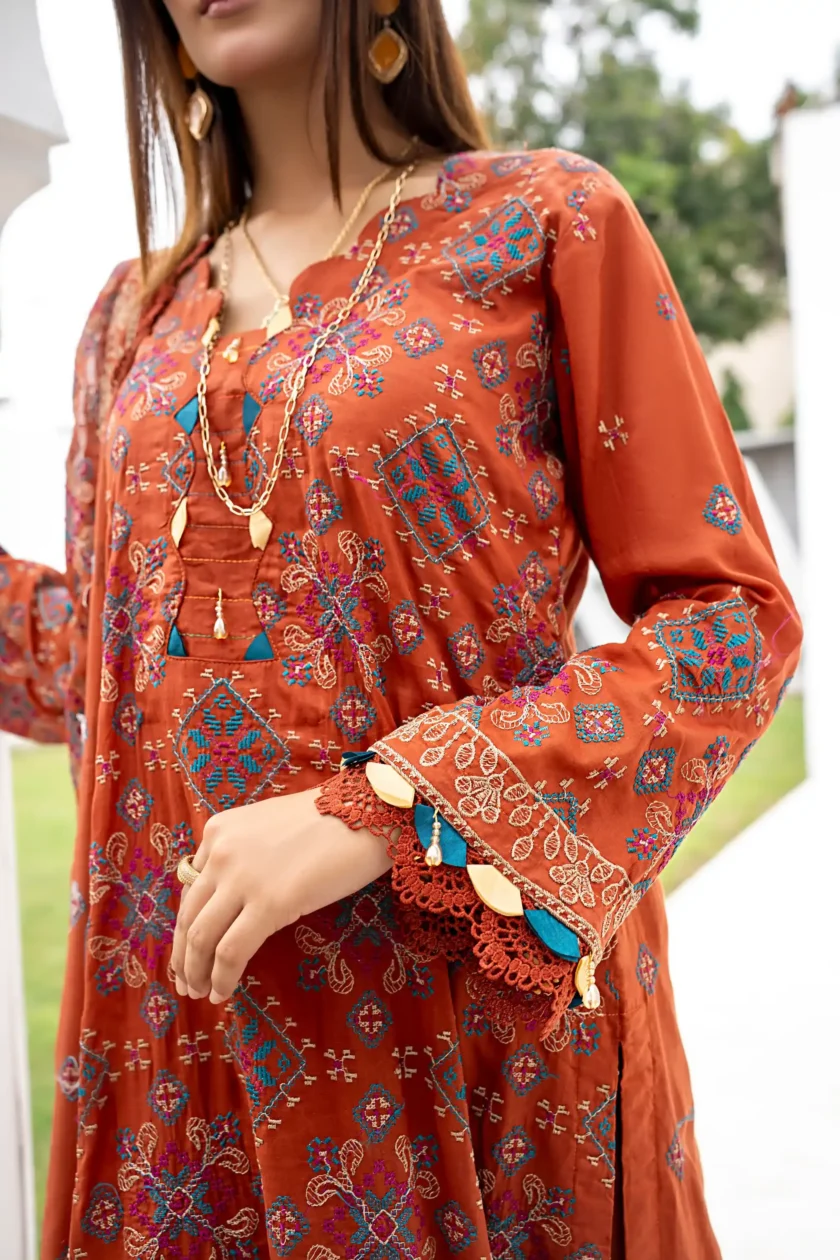 Unstitched 3PC Lawn Dress Mehrunisa by Zainab Fazlani - Image 3