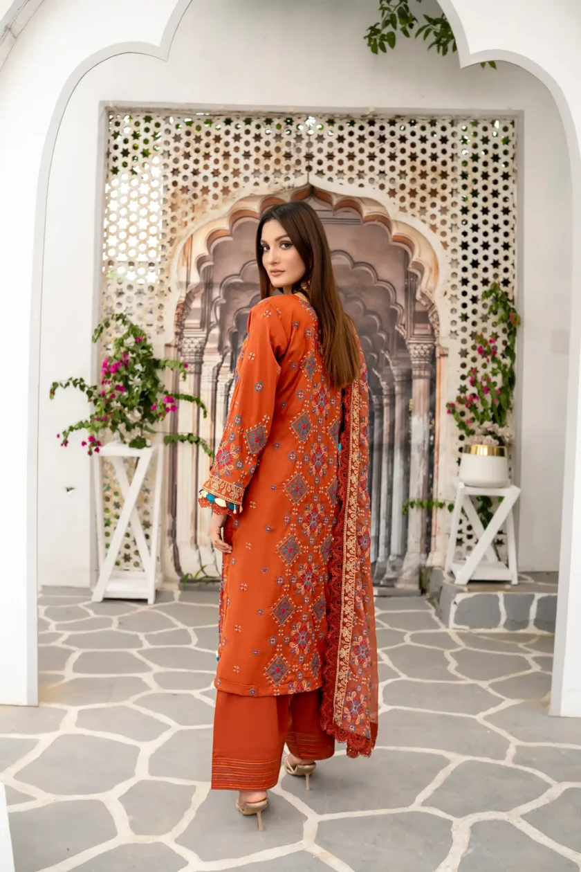 Unstitched 3PC Lawn Dress Mehrunisa by Zainab Fazlani - Image 4
