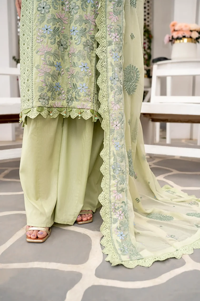 Unstitched 3PC Lawn Dress Mehak-e-Bahar by Zainab Fazlani - Image 4