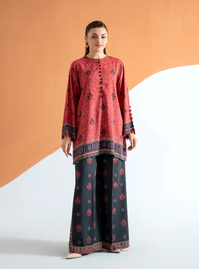 Unstitched 2Pc Printed Bana Dora Linen Dress GullJee Echo112