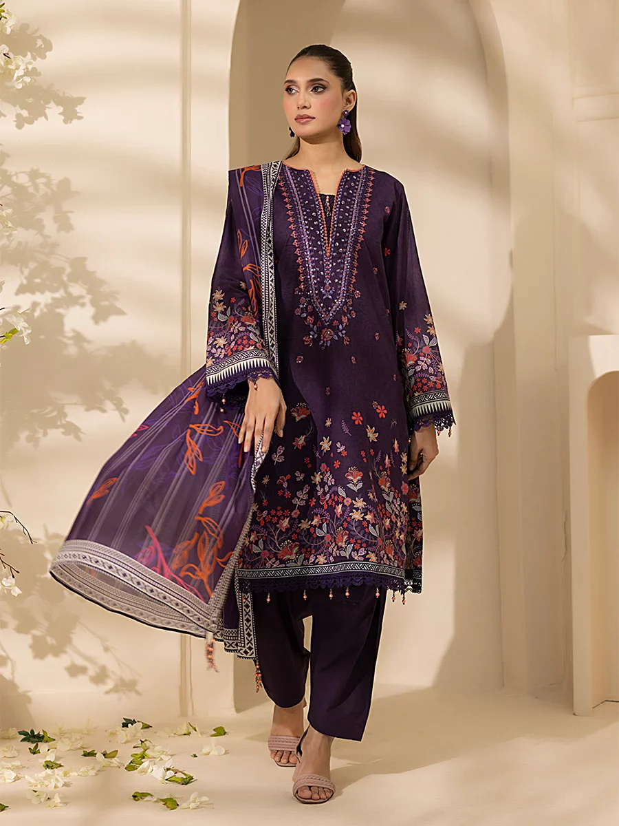 Unstitched 3Pc Embroidered Cambric Dress Salitex SKU SSW6U3P360UT