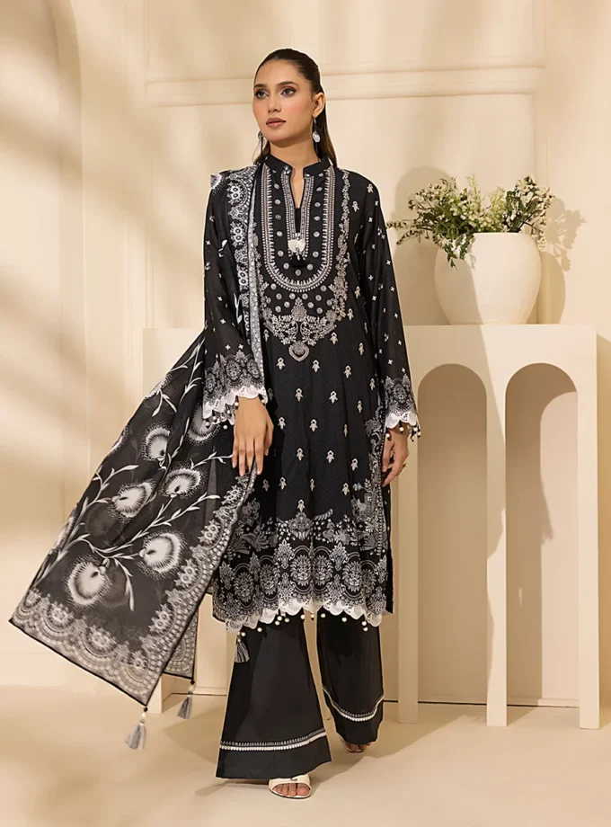 Unstitched 3Pc Embroidered Cambric Dress Salitex SKU SSW6U3P361UT