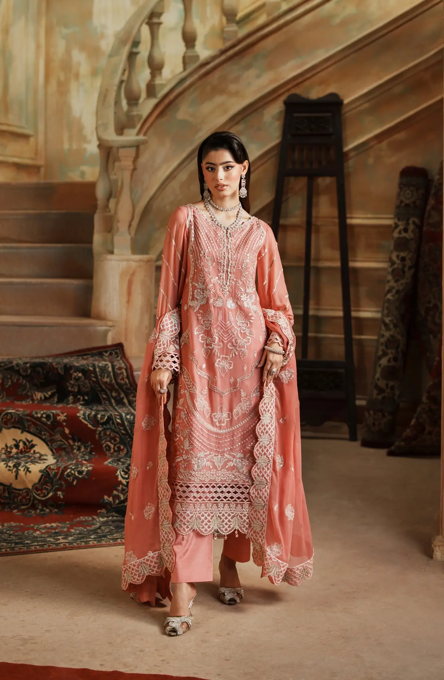 Unstitched 3Pc Embroidered Chiffon Dress Zebtan Zurgul 03