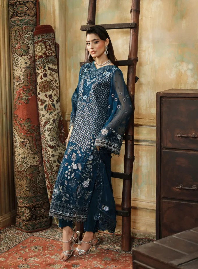 Unstitched 3Pc Embroidered Chiffon Dress Zebtan Zurgul 07
