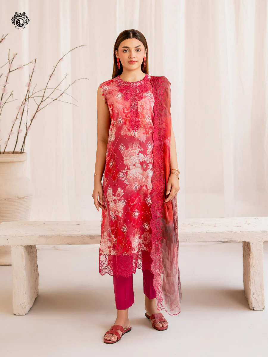 Unstitched 3Pc Embroidered Lawn Dress GullJee Morja 1304