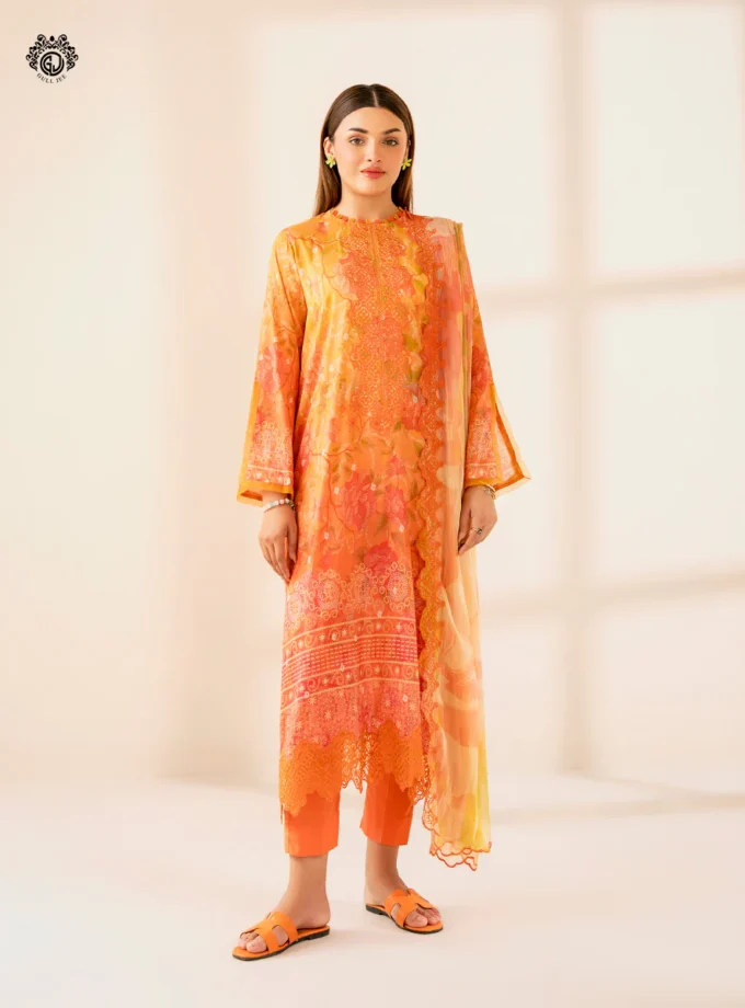 Unstitched 3Pc Embroidered Lawn Dress GullJee Morja 1306