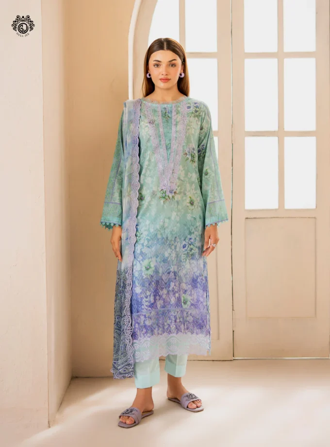 Unstitched 3Pc Embroidered Lawn Dress GullJee Morja 1309