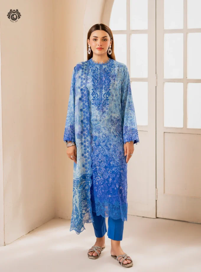 Unstitched 3Pc Embroidered Lawn Dress GullJee Morja 1312