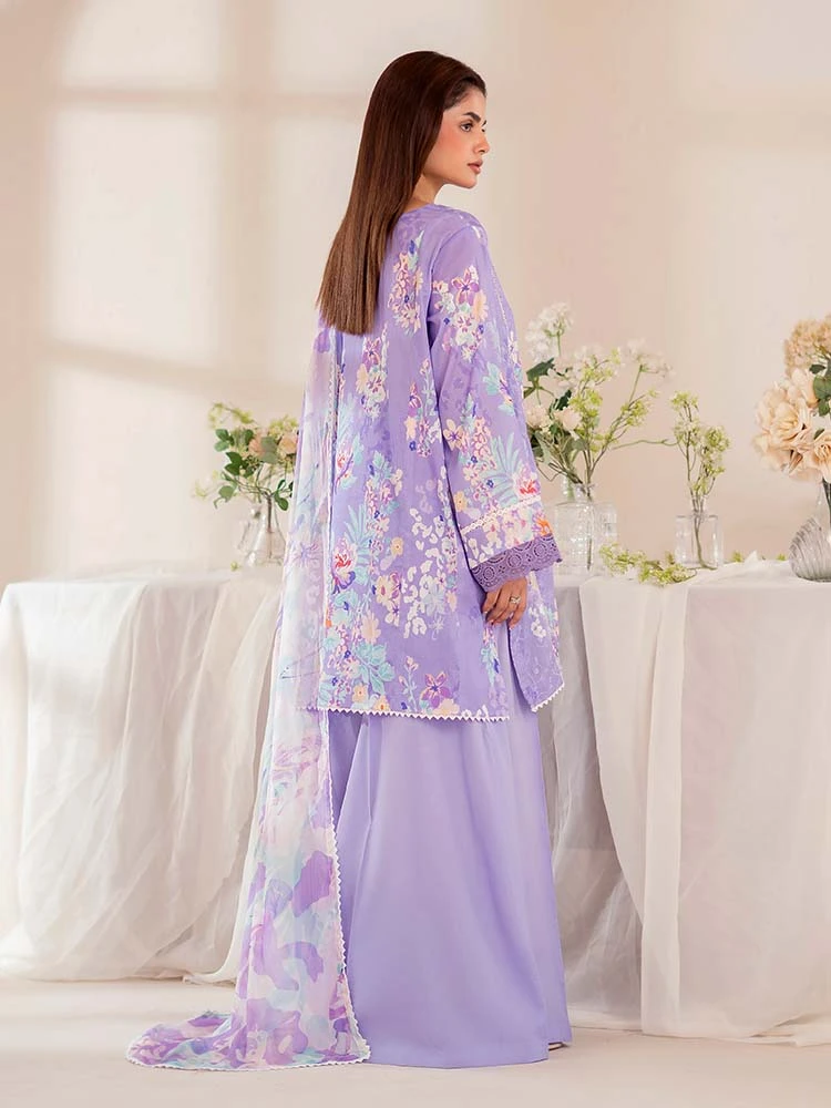 Unstitched 3Pc Chikankari Printed Lawn Dress Binaas C202 - Image 5