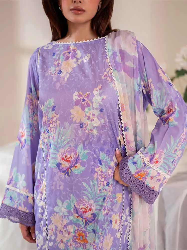 Unstitched 3Pc Chikankari Printed Lawn Dress Binaas C202 - Image 7