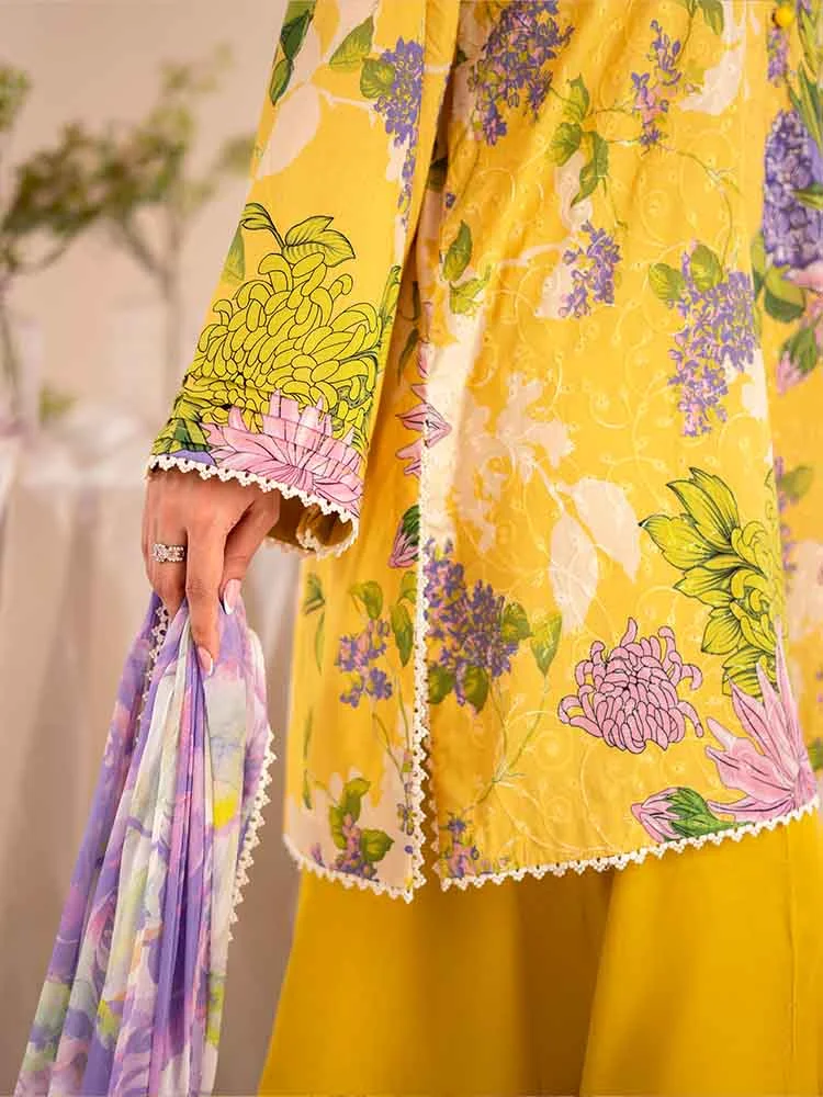 Unstitched 3Pc Chickankari Printed Lawn Dress Binaas C211 - Image 7