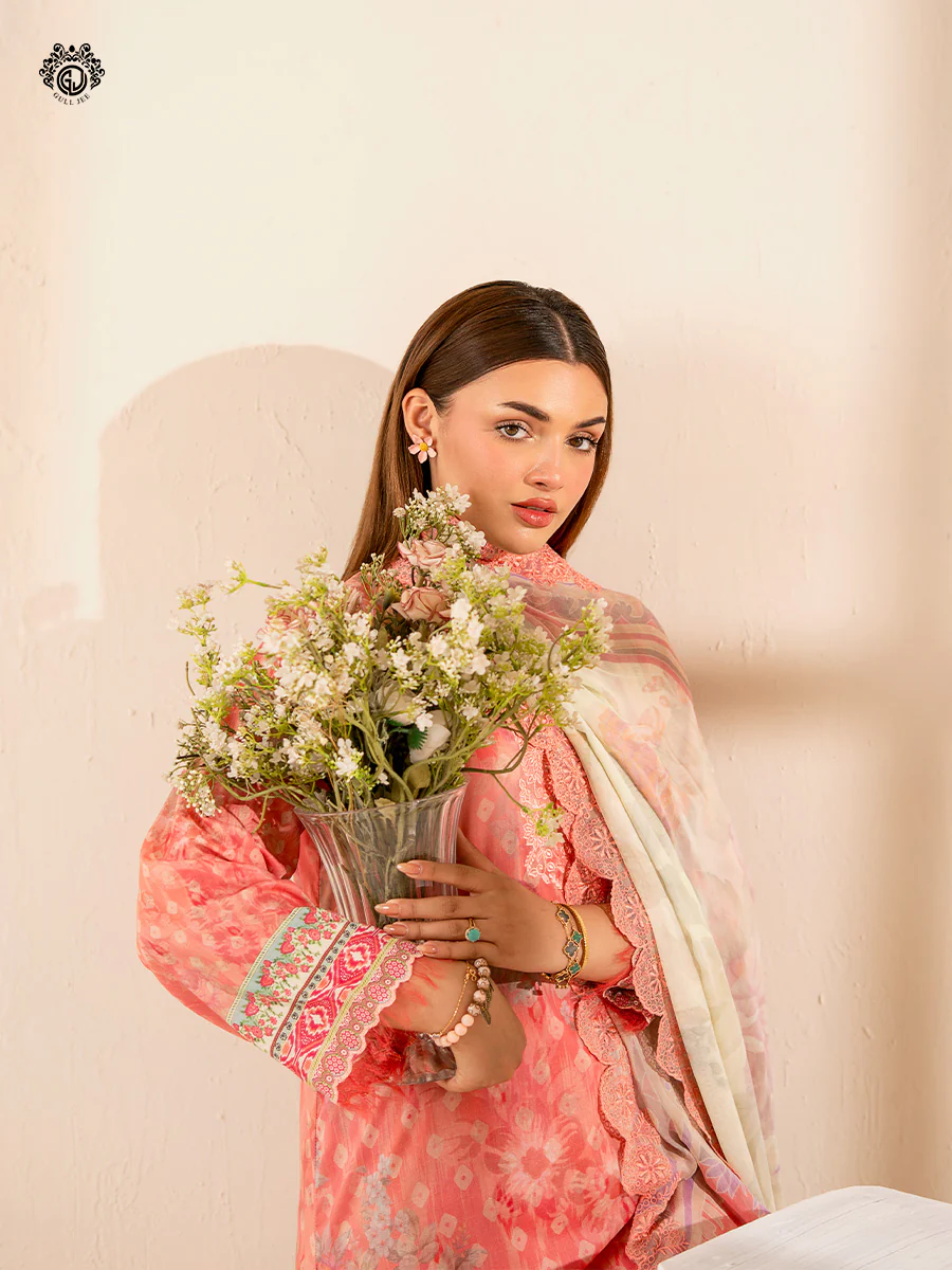 Unstitched 3Pc Embroidered Lawn Dress GullJee Morja 1302 - Image 3