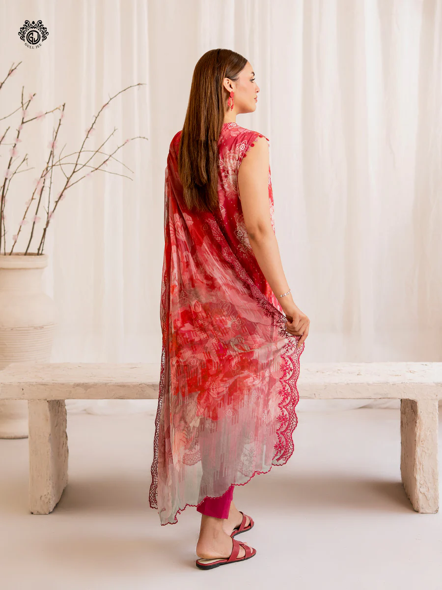 Unstitched 3Pc Embroidered Lawn Dress GullJee Morja 1304 - Image 2