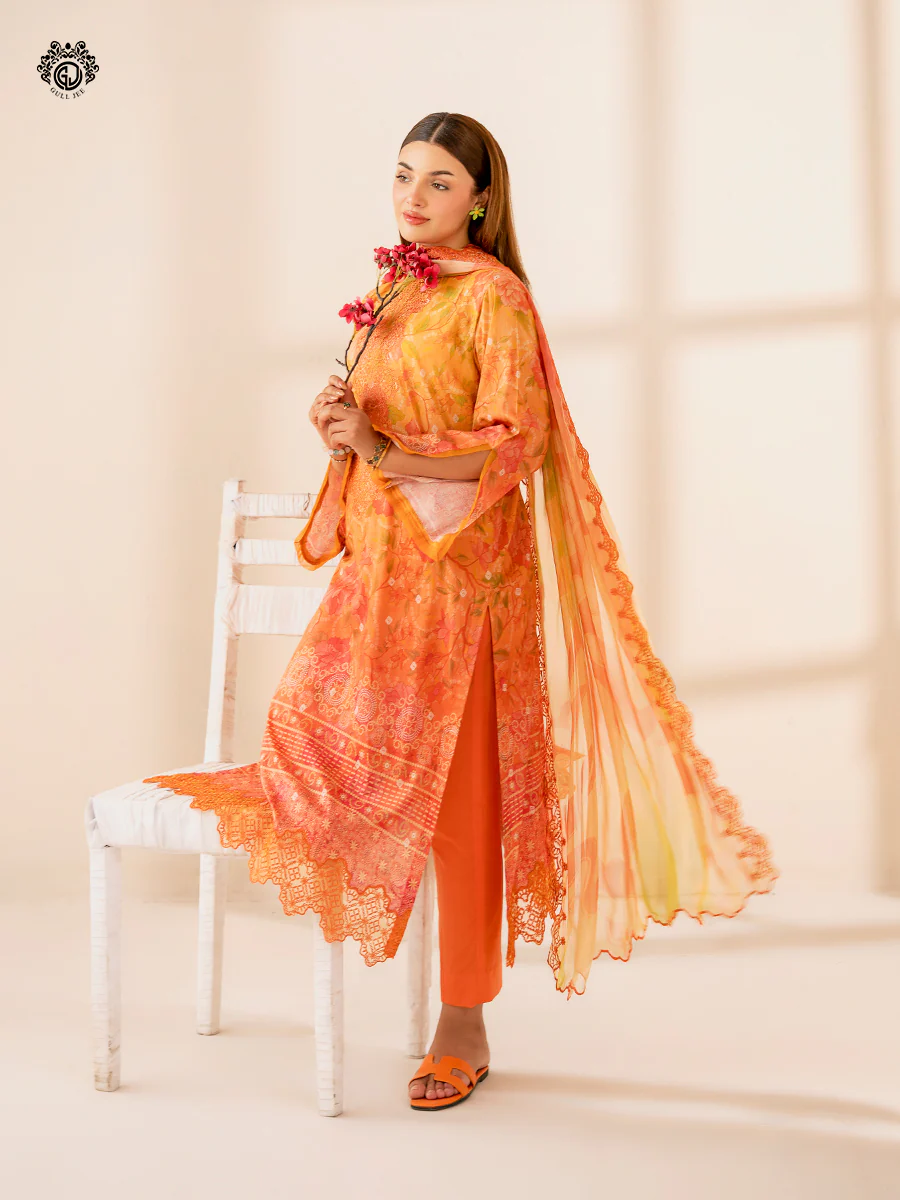 Unstitched 3Pc Embroidered Lawn Dress GullJee Morja 1306 - Image 2