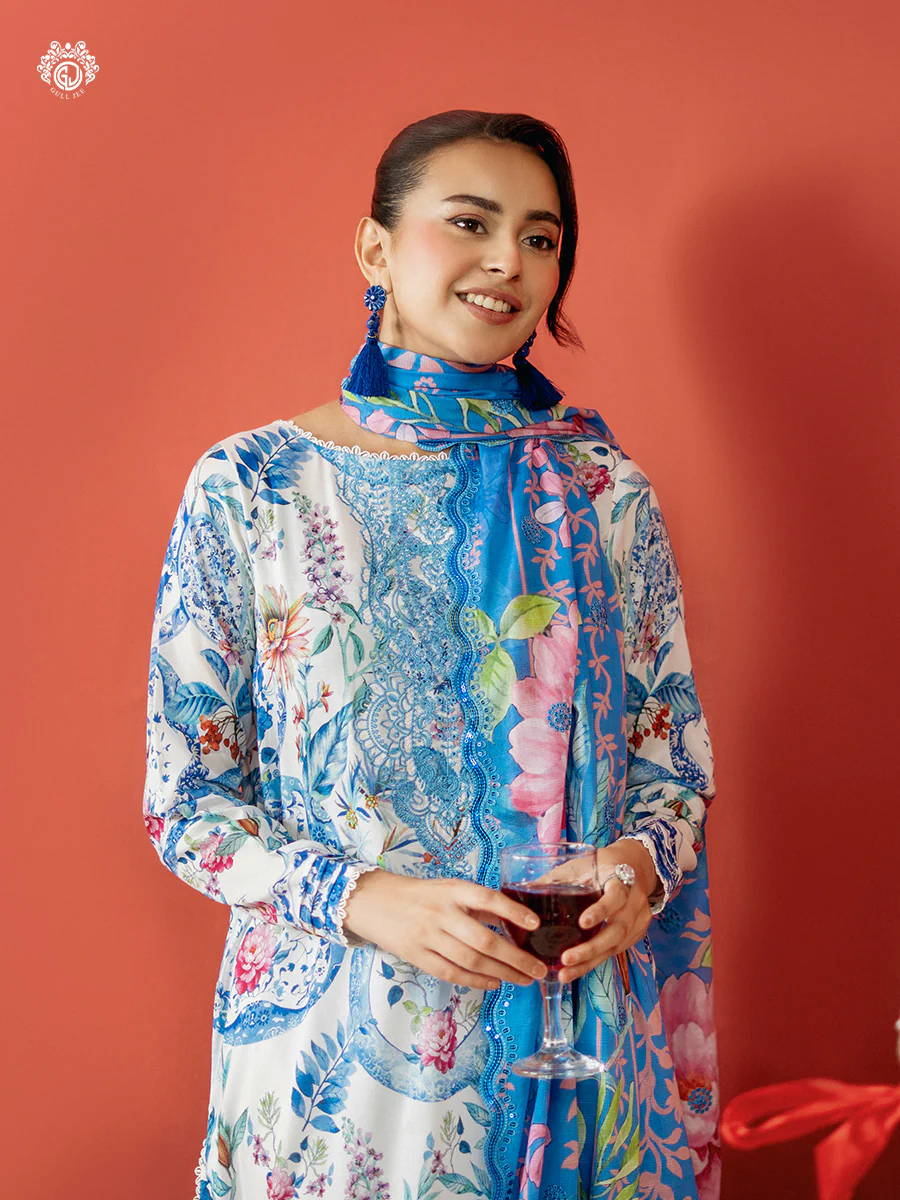 Unstitched 3Pc Embroidered Lawn Dress GullJee Ruhay Sukhan 803 - Image 3