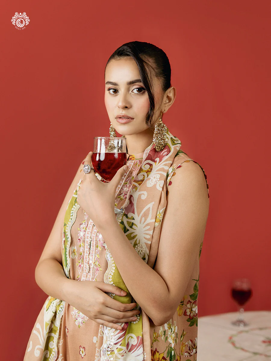 Unstitched 3Pc Embroidered Lawn Dress GullJee Ruhay Sukhan 805 - Image 3