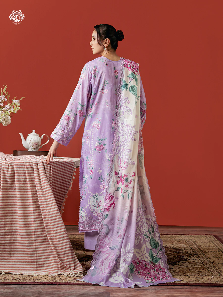 Unstitched 3Pc Embroidered Lawn Dress GullJee Ruhay Sukhan 809 - Image 2