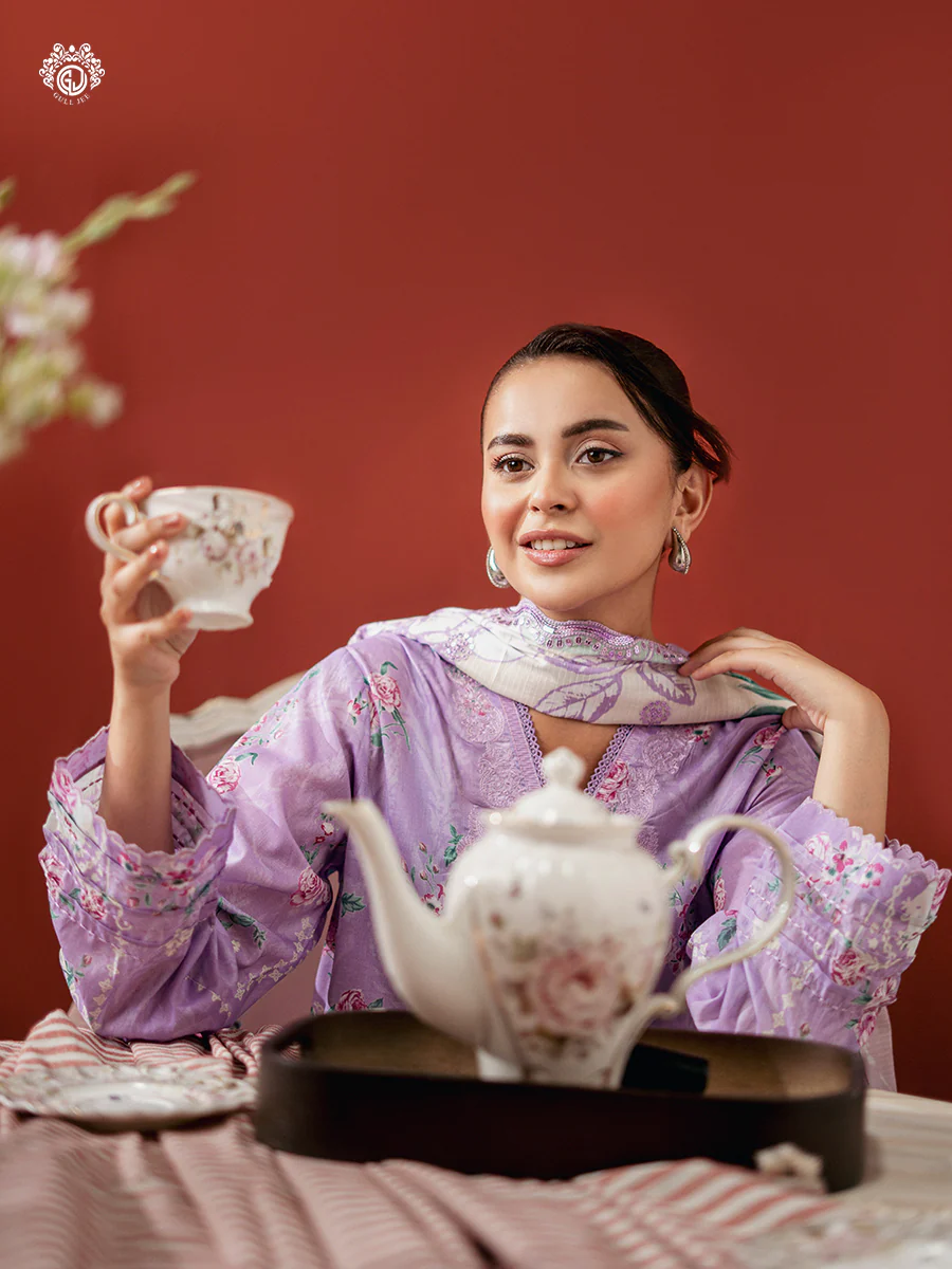 Unstitched 3Pc Embroidered Lawn Dress GullJee Ruhay Sukhan 809 - Image 3