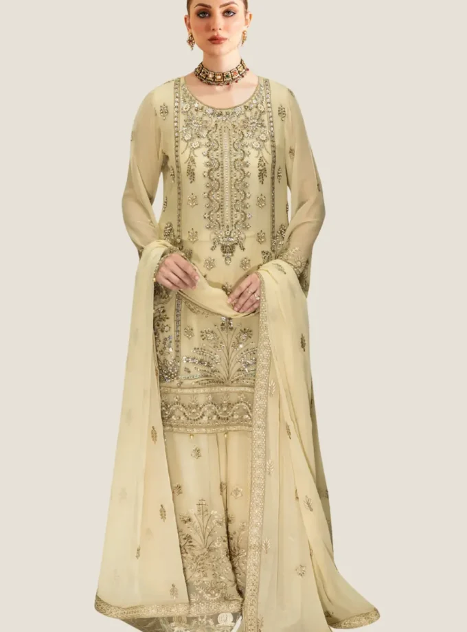 semi-stitched-3pc-embroidered-chiffon-sharara-dress-ramsha-golden