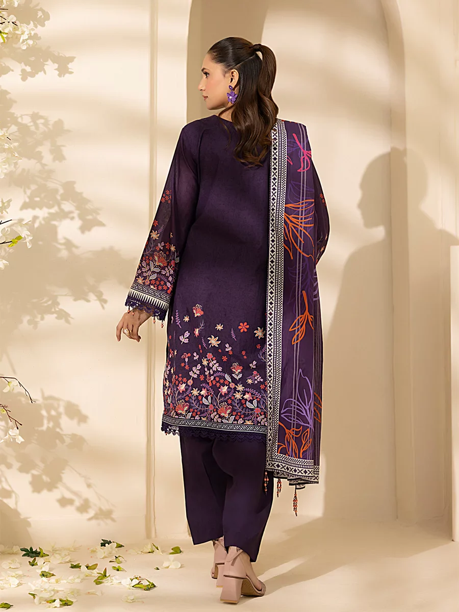 Unstitched 3Pc Embroidered Lawn Dress Salitex SSW6U3P360UT - Image 4