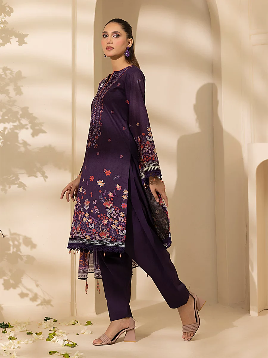 Unstitched 3Pc Embroidered Lawn Dress Salitex SSW6U3P360UT - Image 5