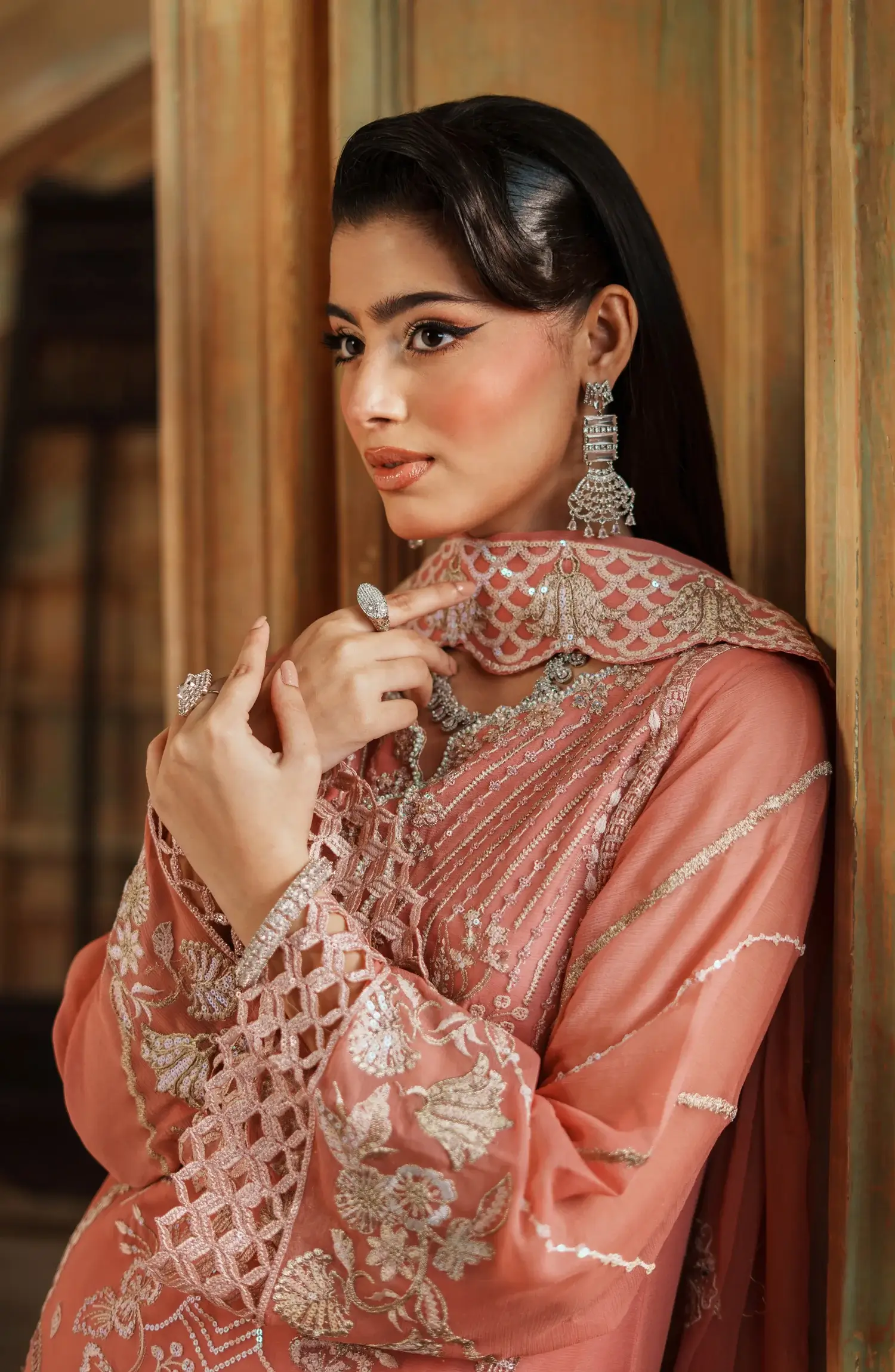 Unstitched 3Pc Embroidered Chiffon Dress Zebtan Zurgul 03 - Image 4