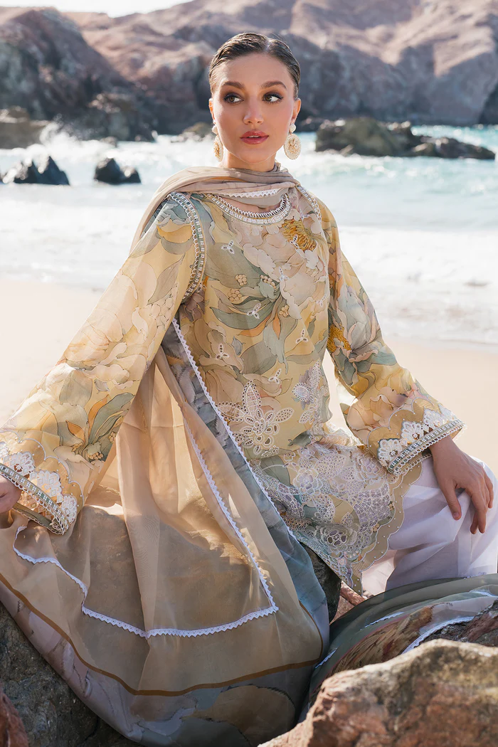 Unstitched 3Pc Chikankari Printed Lawn Dress Baroque UF 4120 - Image 6