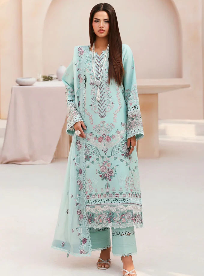 Unstitched 3Pc Embroidered Luxury Lawn Dress Ramsha Ghazal 503
