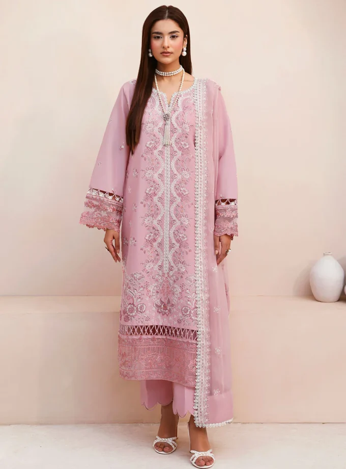 Unstitched 3Pc Embroidered Luxury Lawn Dress Ramsha Ghazal 504