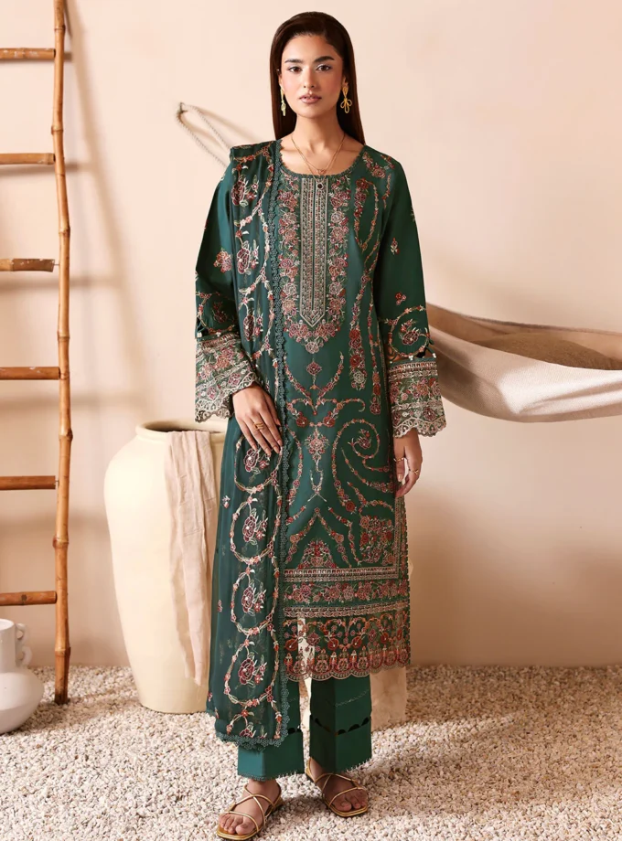 Unstitched 3Pc Embroidered Luxury Lawn Dress Ramsha Ghazal 507