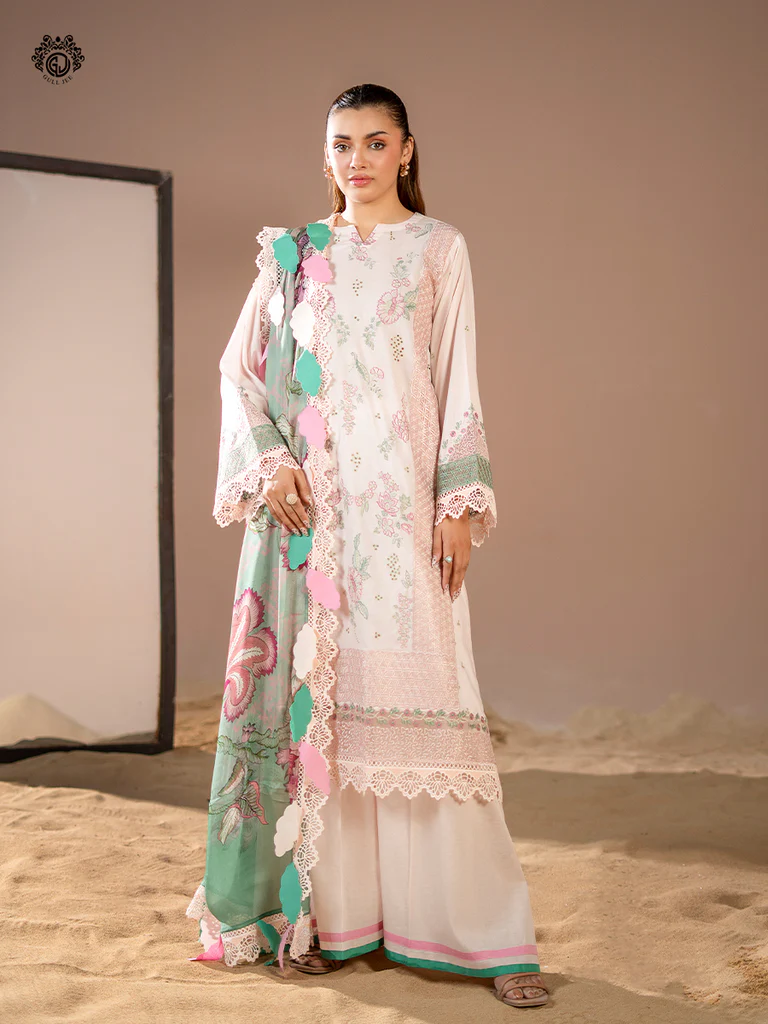 Unstitched 3Pc Exclusive Embroidered Lawn Dress GullJee Rang E Sahar A06
