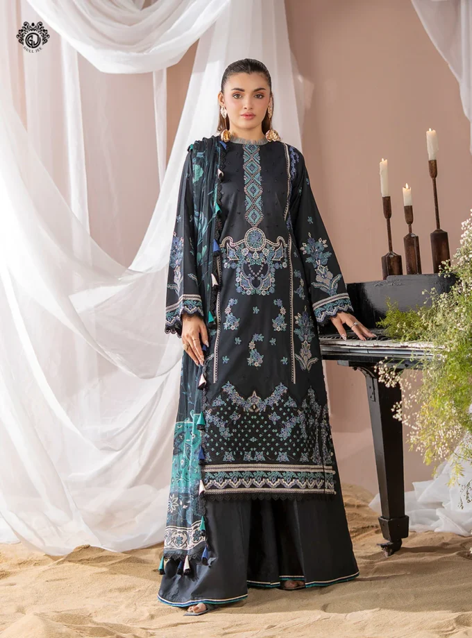 Unstitched 3Pc Exclusive Embroidered Lawn Dress GullJee Rang E Sahar A07