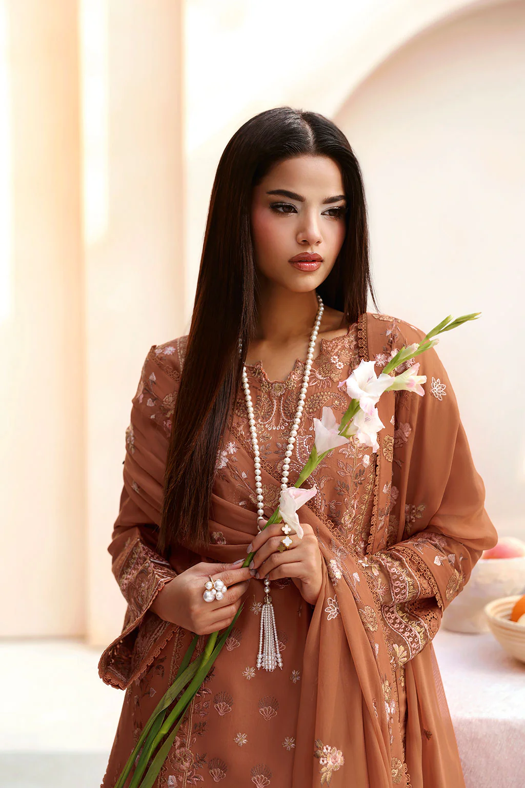Unstitched 3Pc Embroidered Luxury Lawn Dress Ramsha Ghazal 501 - Image 6