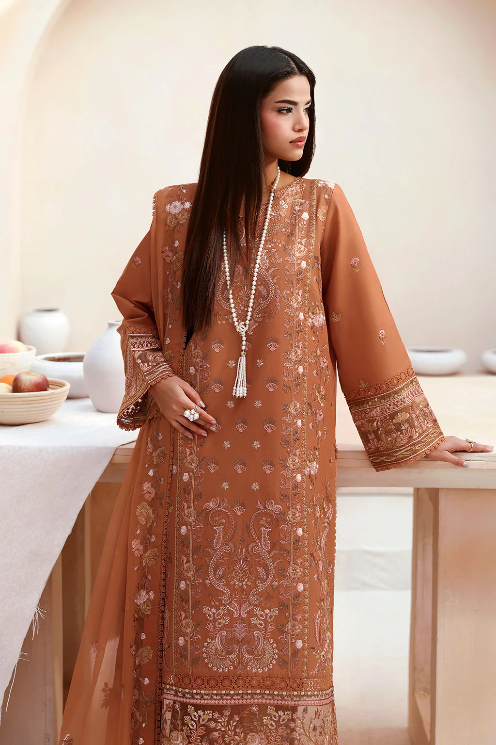 Unstitched 3Pc Embroidered Luxury Lawn Dress Ramsha Ghazal 501 - Image 2