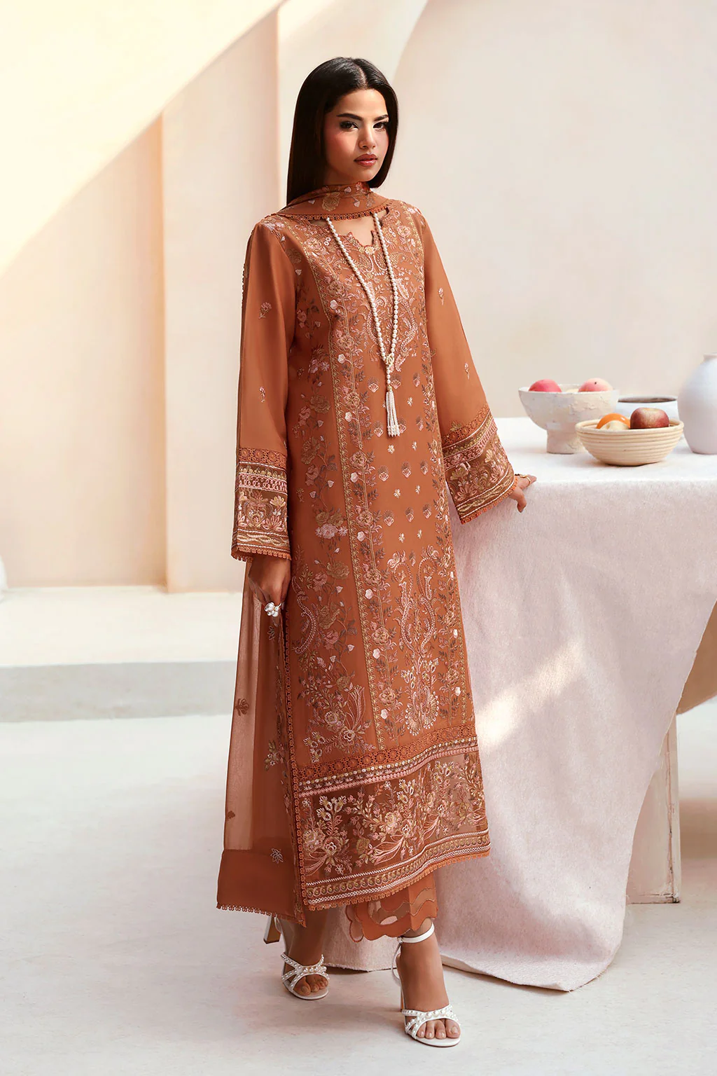 Unstitched 3Pc Embroidered Luxury Lawn Dress Ramsha Ghazal 501 - Image 3