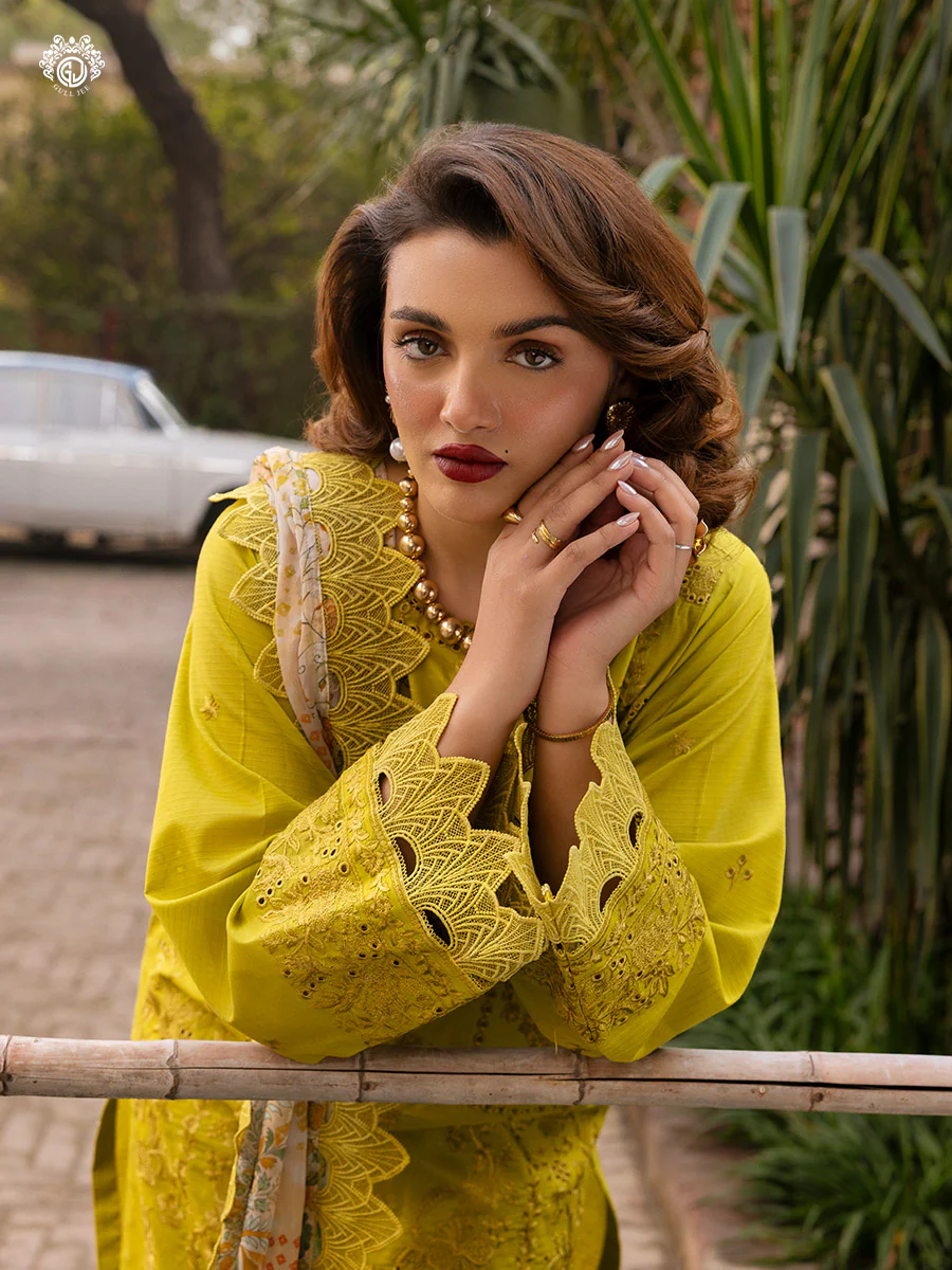 Unstitched 3Pc Embroidered Luxury Lawn Dress GullJee Sophie 101 - Image 3