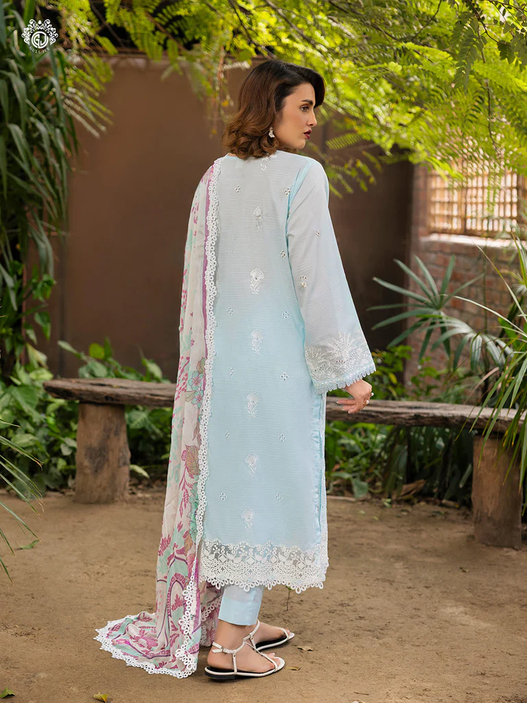 Unstitched 3Pc Embroidered Luxury Lawn Dress GullJee Sophie 107 - Image 4
