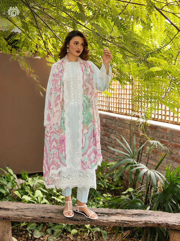 Unstitched 3Pc Embroidered Luxury Lawn Dress GullJee Sophie 107 - Image 5