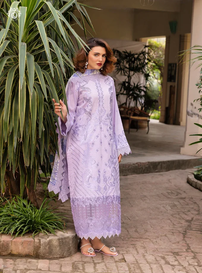 Unstitched 3Pc Embroidered Luxury Lawn Dress GullJee Sophie 102