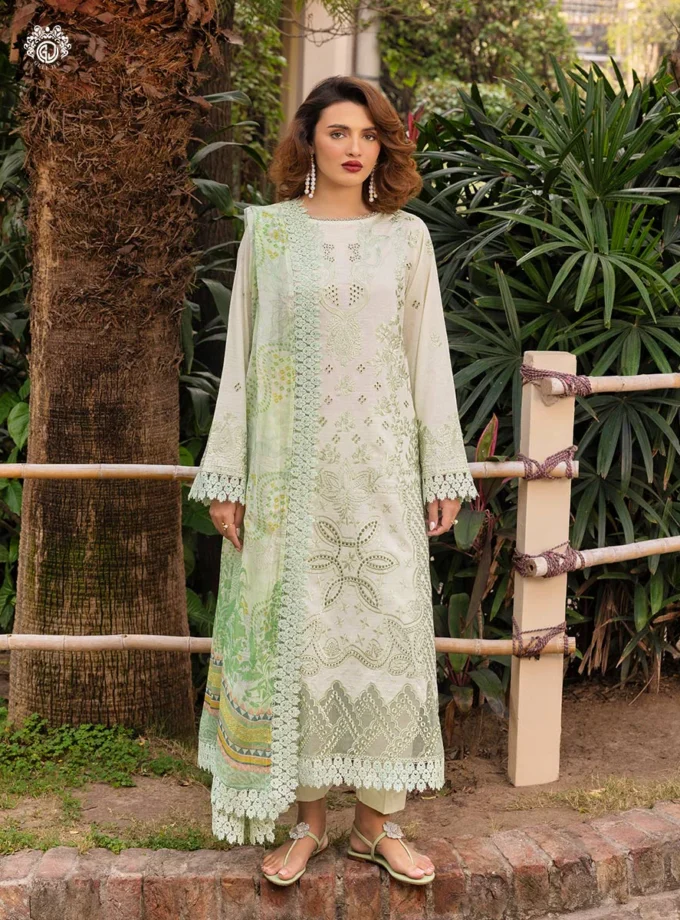 Unstitched 3Pc Embroidered Luxury Lawn Dress GullJee Sophie 103