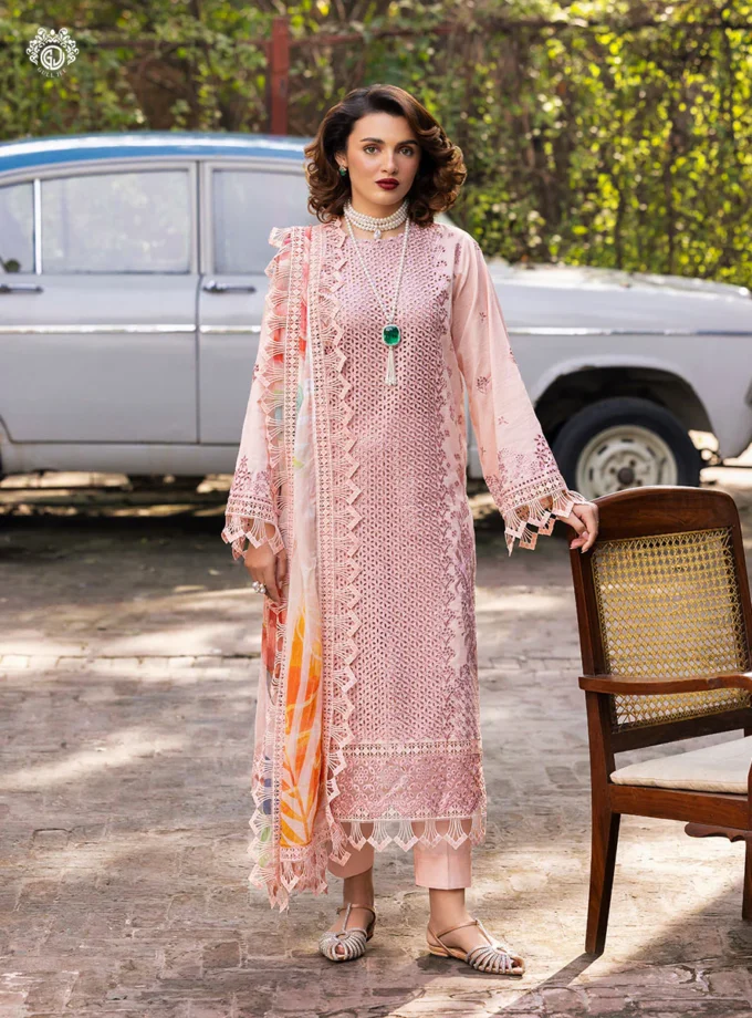 Unstitched 3Pc Embroidered Luxury Lawn Dress GullJee Sophie 109
