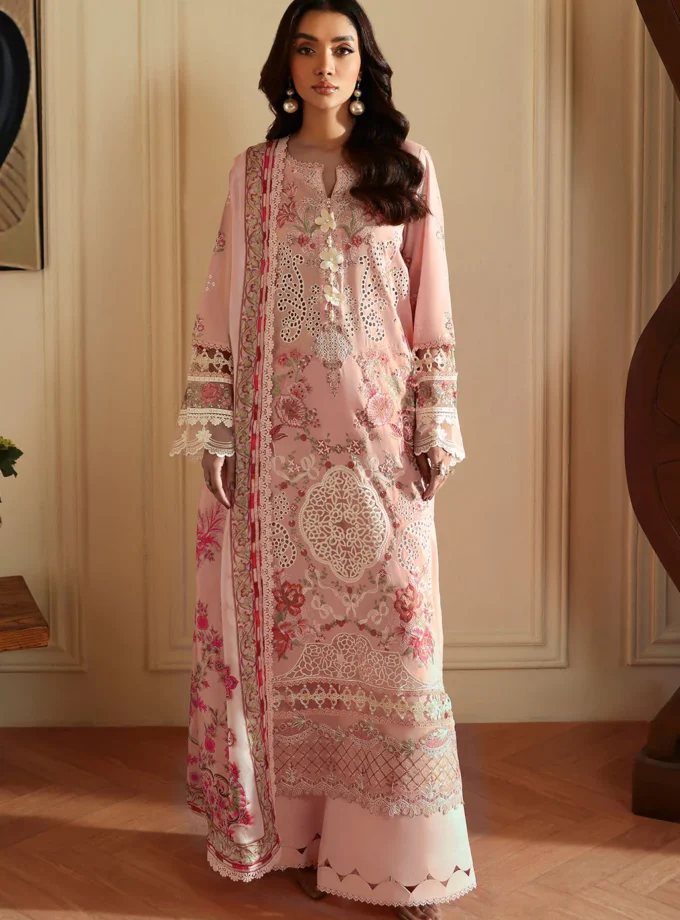 Unstitched 3Pc Embroidered Luxury Lawn Dress Ramsha Andaaz 1302