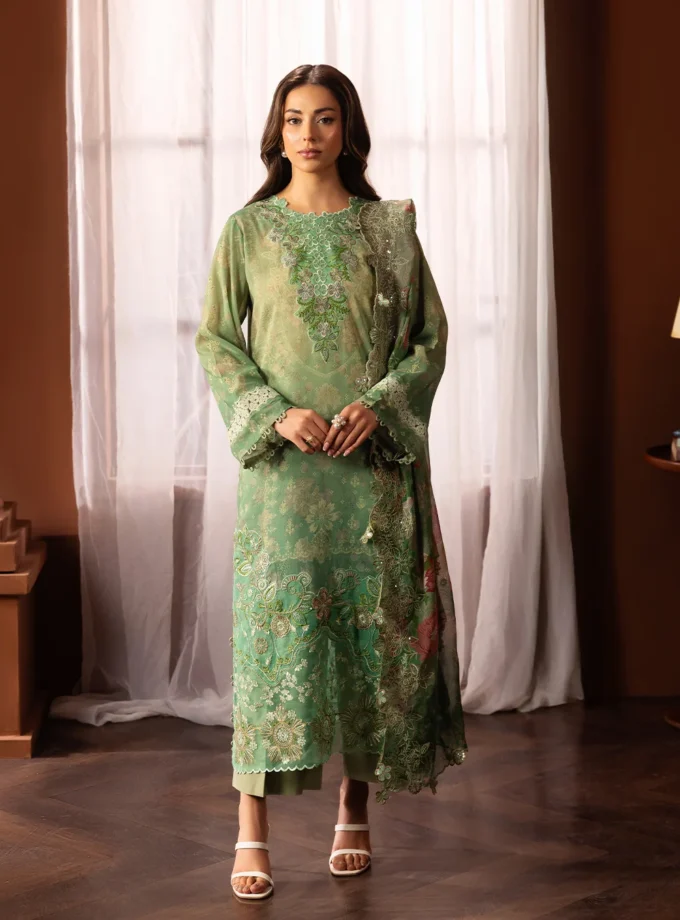 Unstitched 3Pc Embroidered Swiss Lawn Dress GullJee Safaira A-05