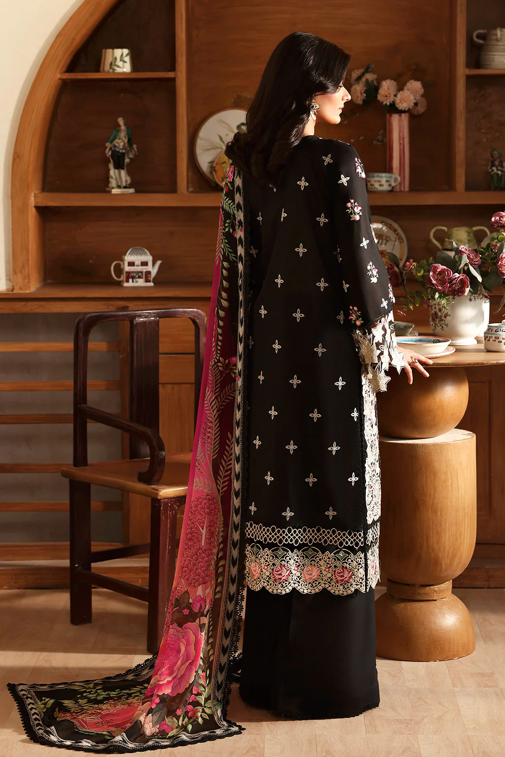 Unstitched 3Pc Embroidered Luxury Lawn Dress Ramsha Andaaz 1306 - Image 5